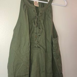 High neck lace up tank